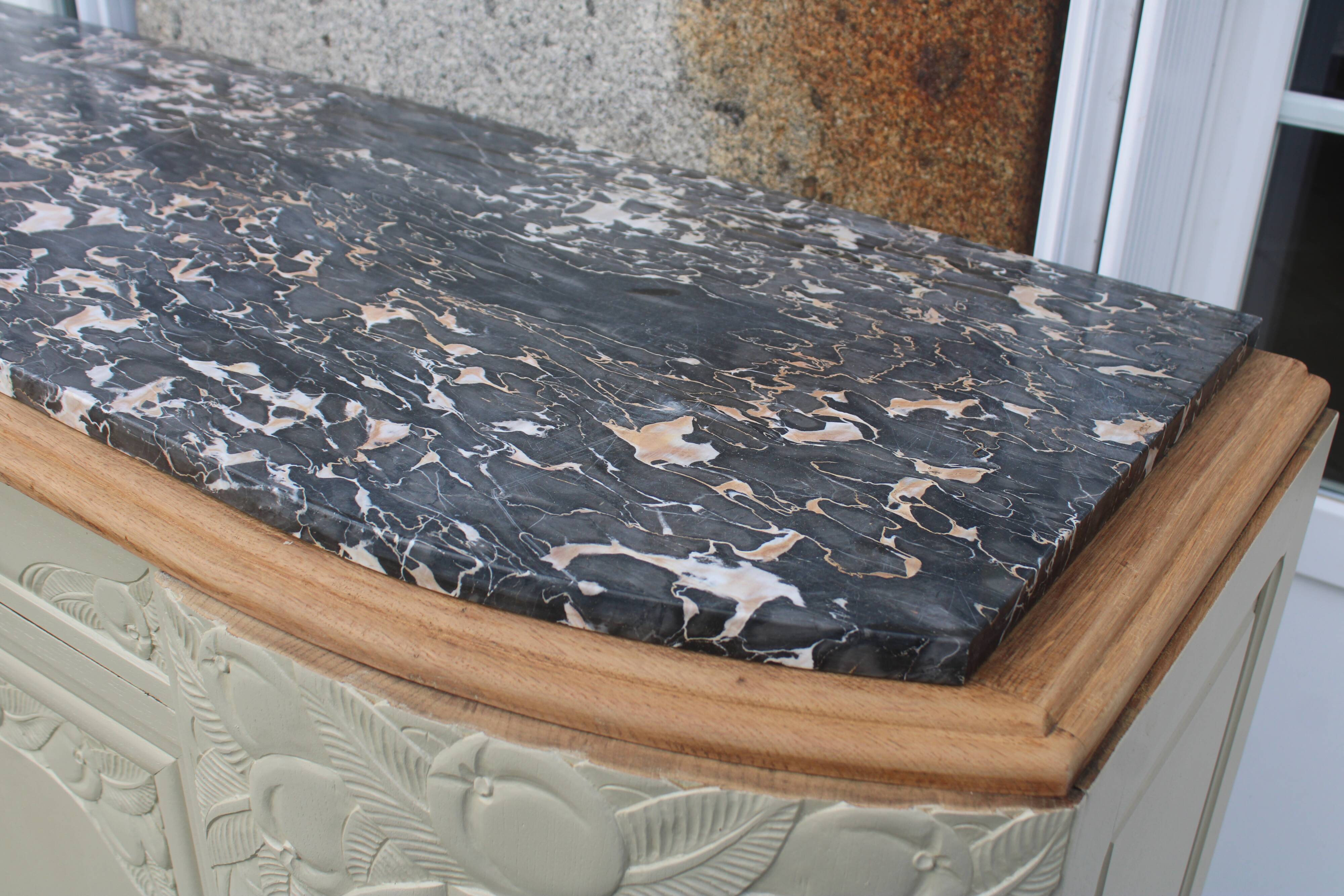 Art Deco sideboard in renovated solid oak – marble top