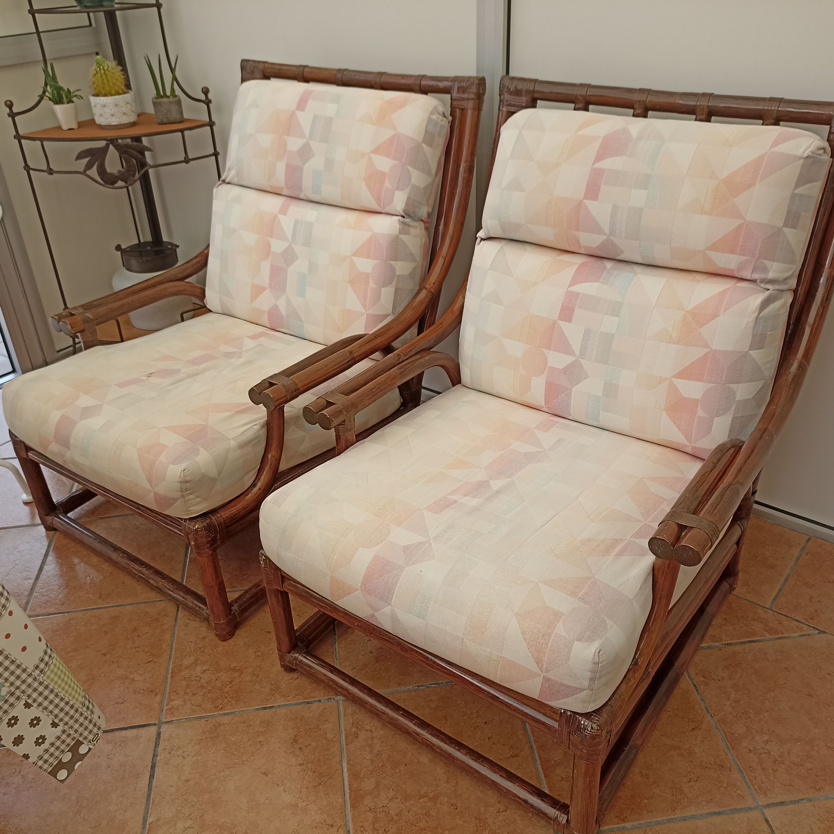 Dark brown rattan living room