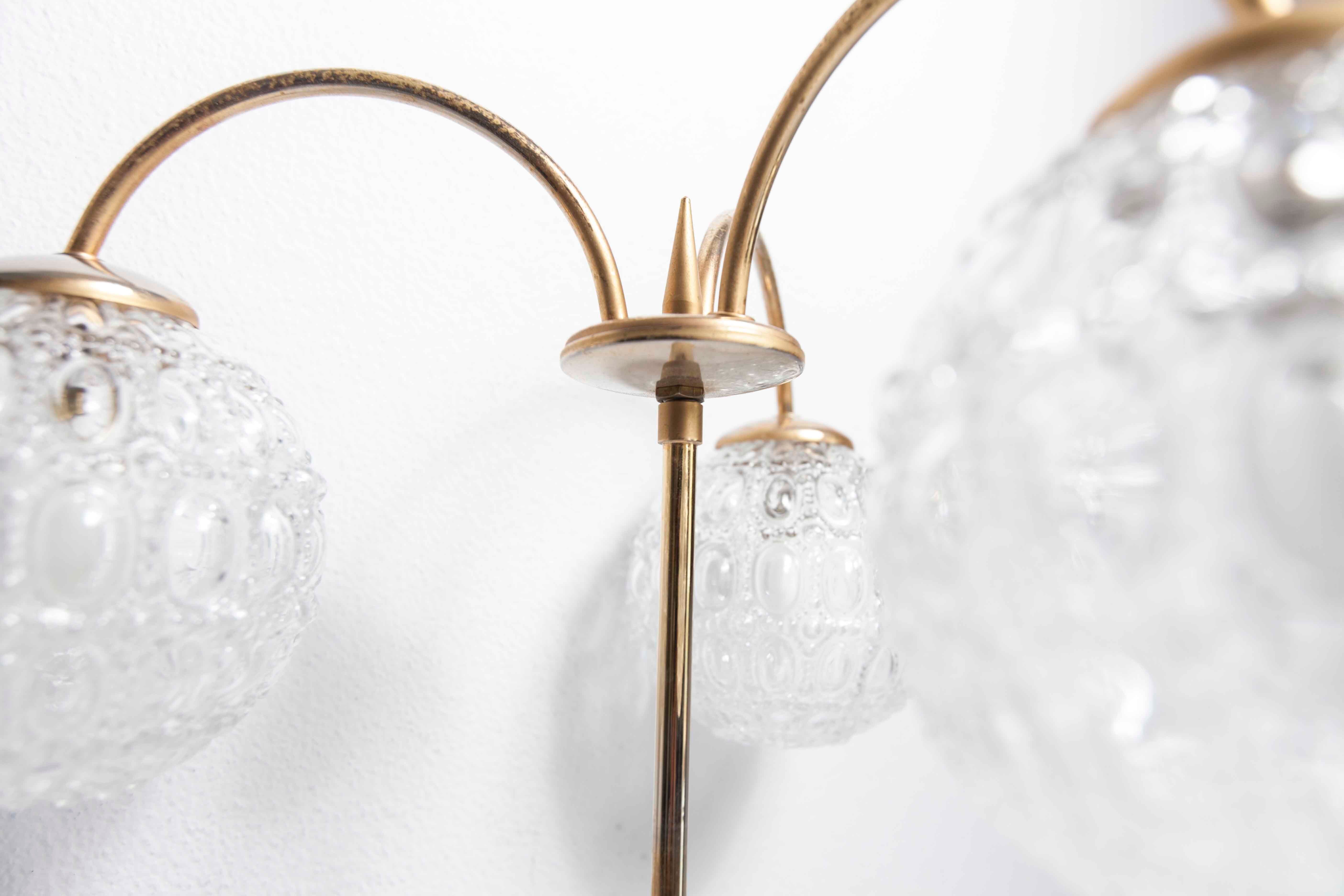 Brass ceiling and glass 3 balls 1960