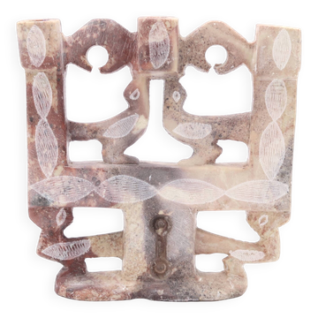Moroccan candle holder decorated with carved stone birds, 1970s