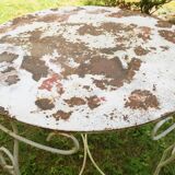 Distressed mid-century painted iron garden table, 1950s