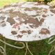Distressed mid-century painted iron garden table, 1950s