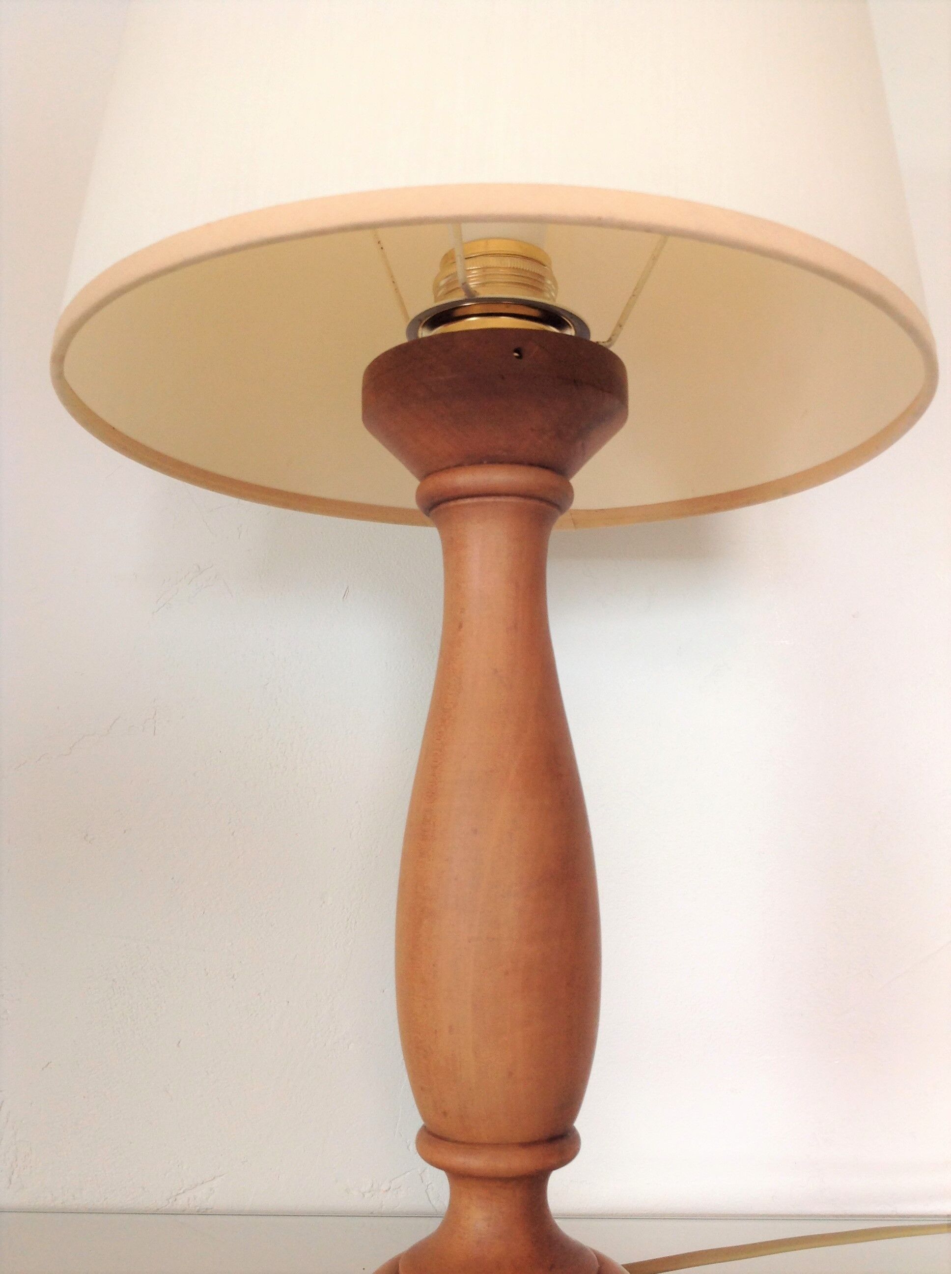 Turned wood lamp vintage 60s-70s