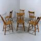 Set of 6 Antique Rustic Wooden Dining Chairs 1900