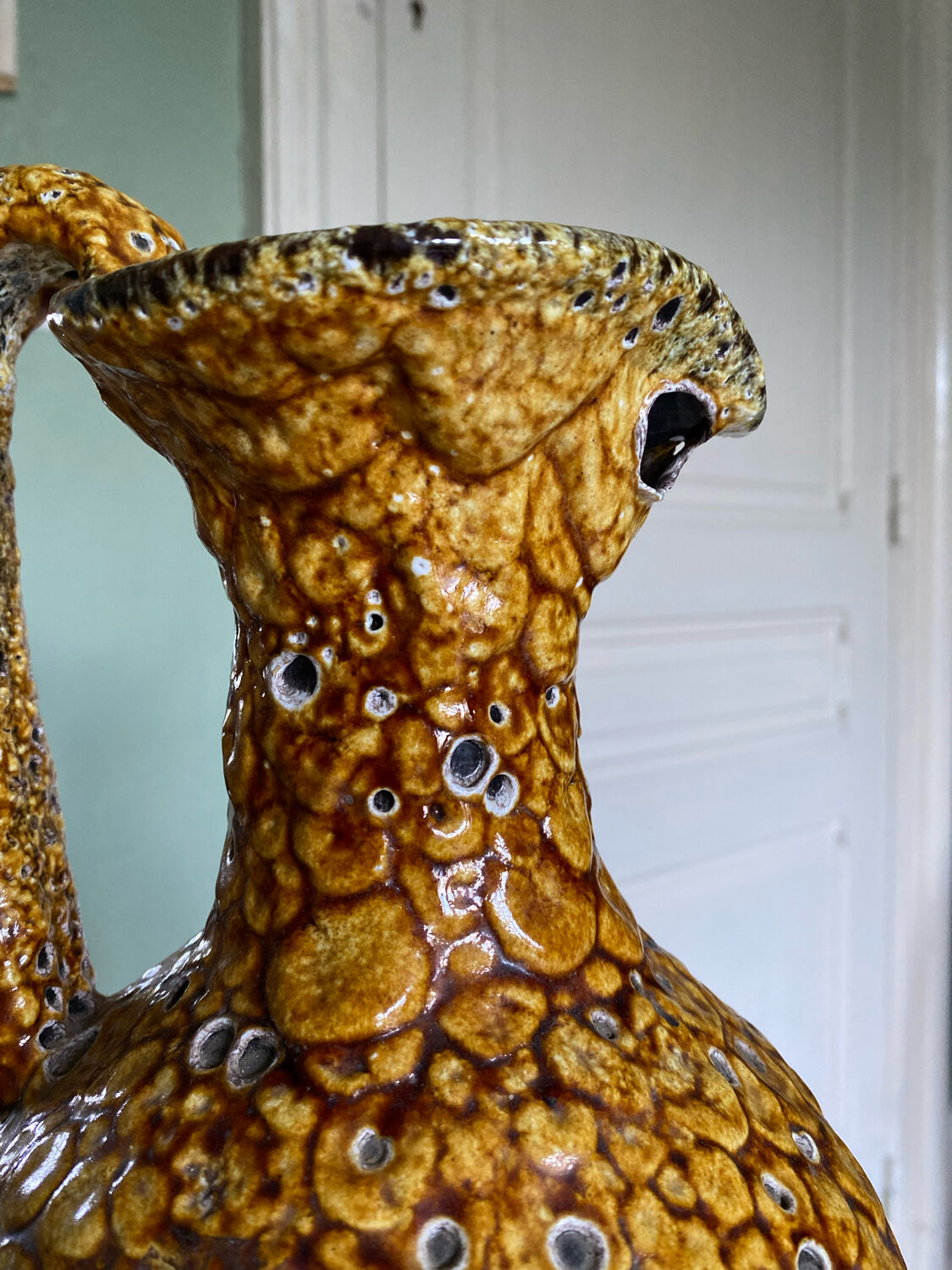 Fat lava vase signed henri collioure 1978