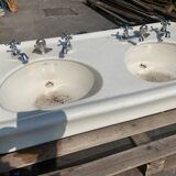 Washbasin double basin with enamelled column base Art Deco XX century