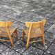 pair of vintage straw children's chairs 1950
