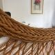Vintage 1960 sun flower rattan wicker mirror - 68 x 58 cm