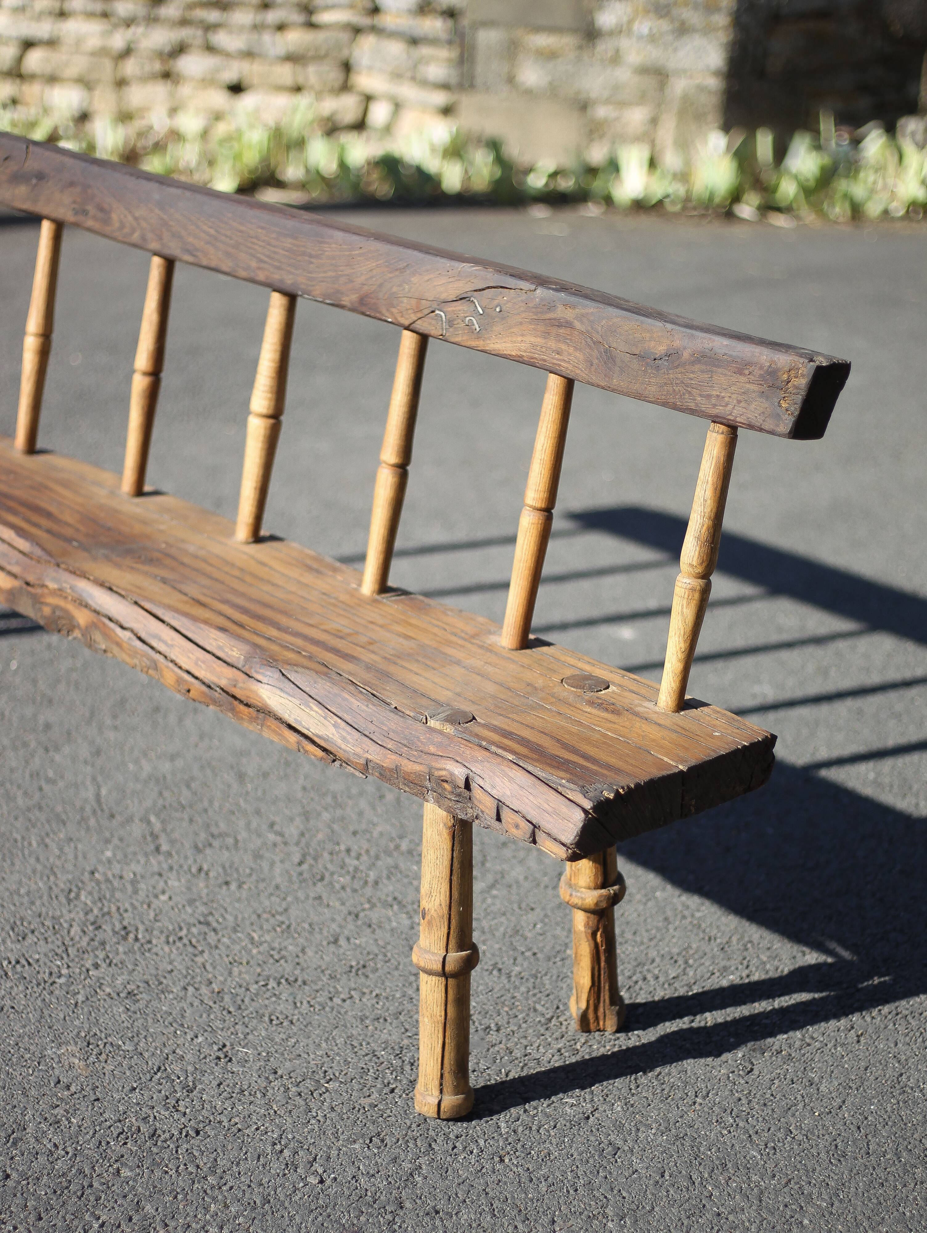 Large vintage wooden bench, old wooden bench, handcrafted bench, brutalist, entrance hall