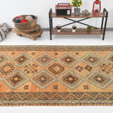 5x11 orange and brown vintage tapis rug, 352x162cm