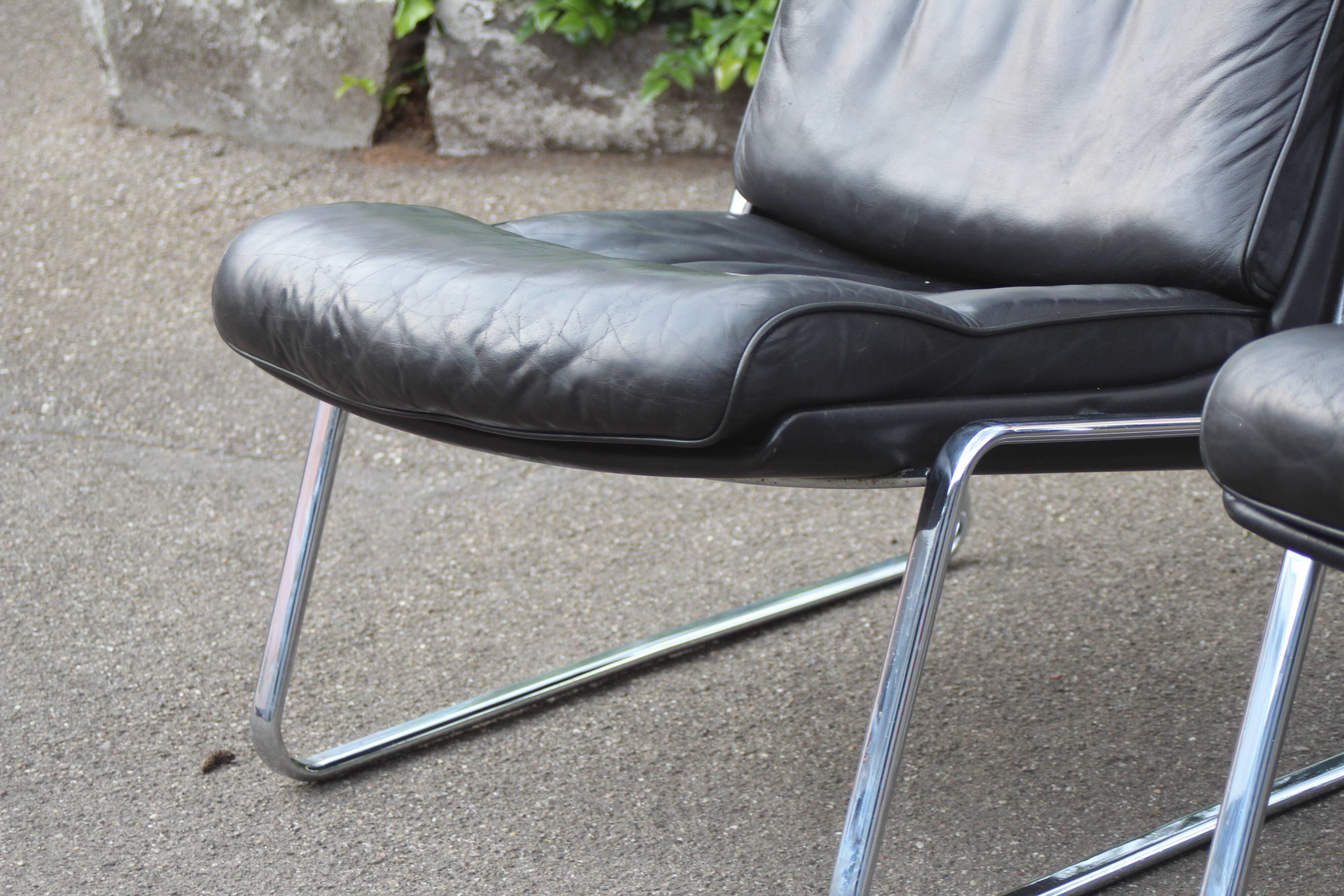 Paire de fauteuils Lange Drabert en cuir 1970