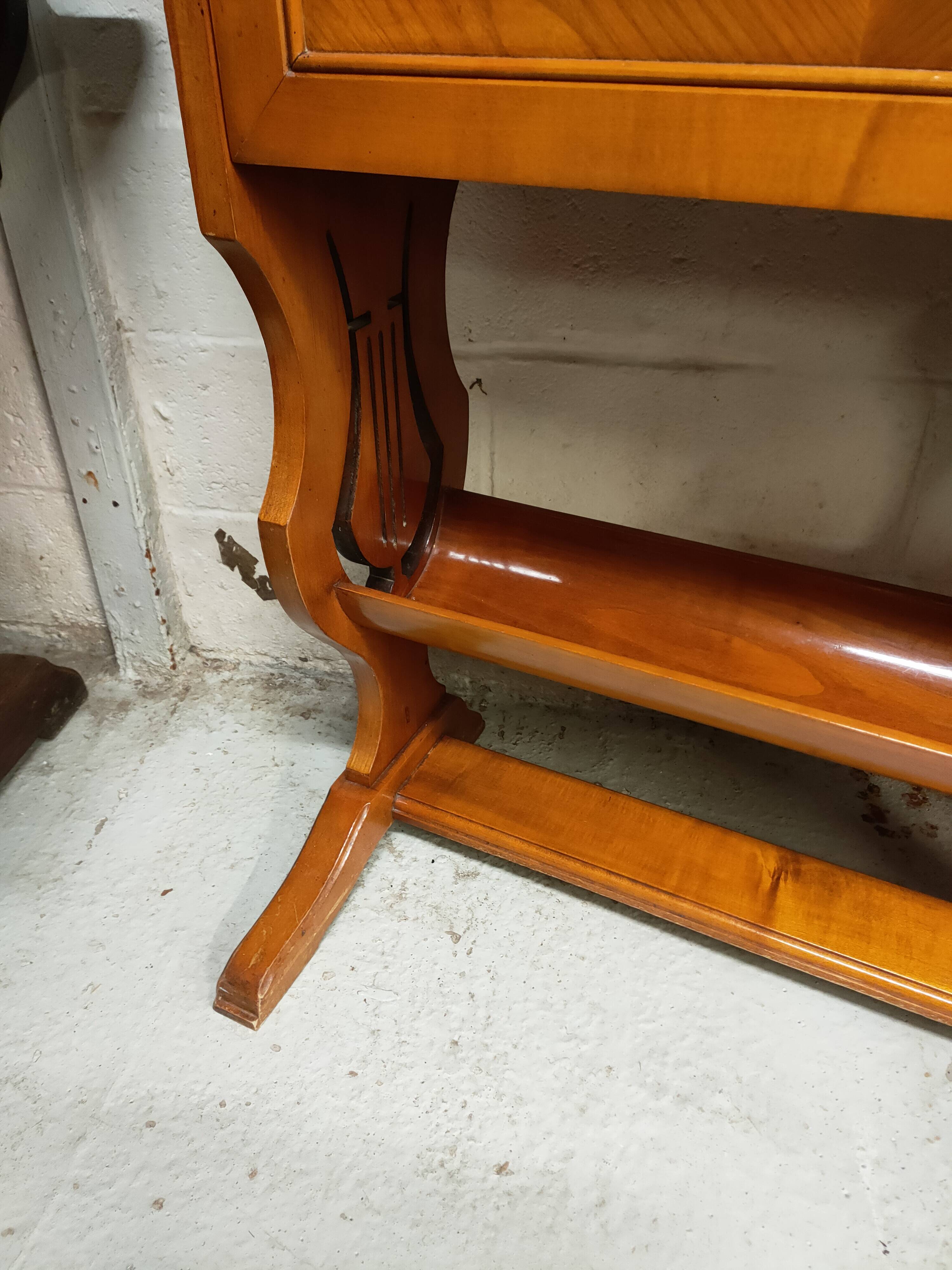 cherry wood secretary with lyre base from the 50s-60s