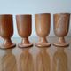 Set of 4 beige stoneware mazagran cups made in France vintage