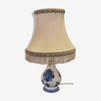 Gien porcelain lamp fringed lampshade