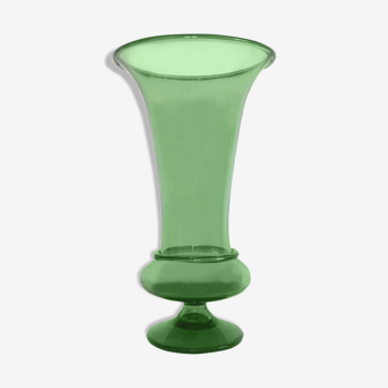 Vase en verre soufflé vert italien Empoli 1950