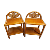 Pair of bedside bamboo rattan night tables