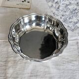 Vintage silver-plated metal salad bowl with gadrooned edge