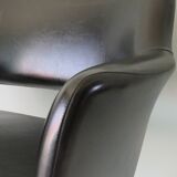 Modernist armrest chair, chrome and skai, Belgium 1960