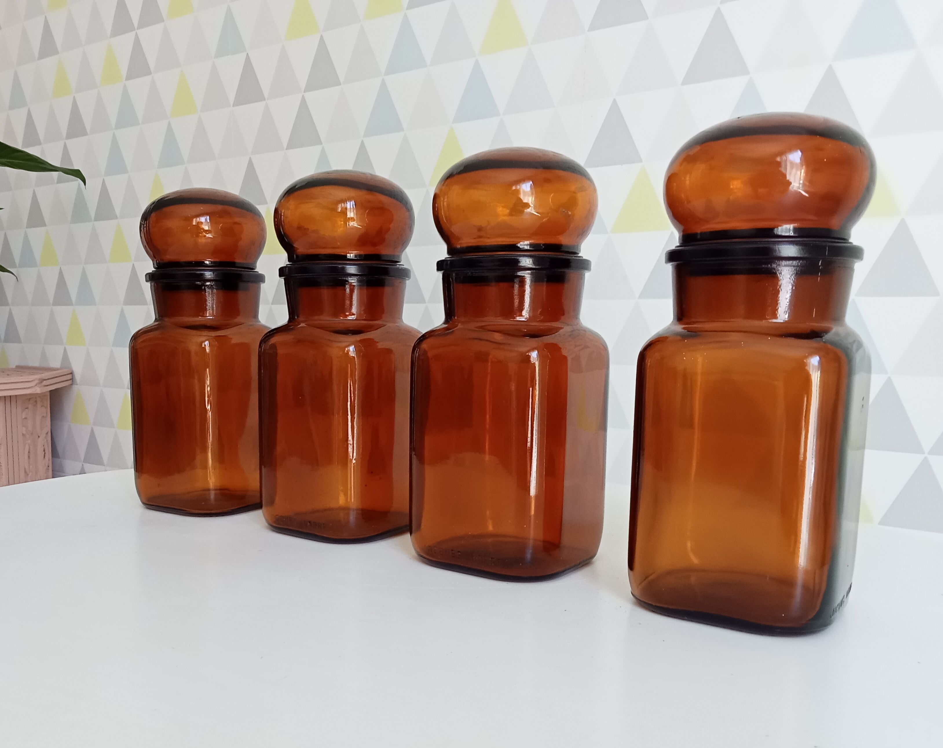 Set of 4 vintage jars 70s