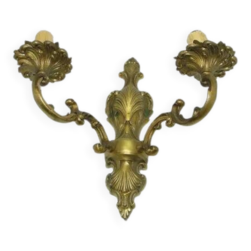 AEB Wall Lamp, Rococo, Brass, Poland, 1970s