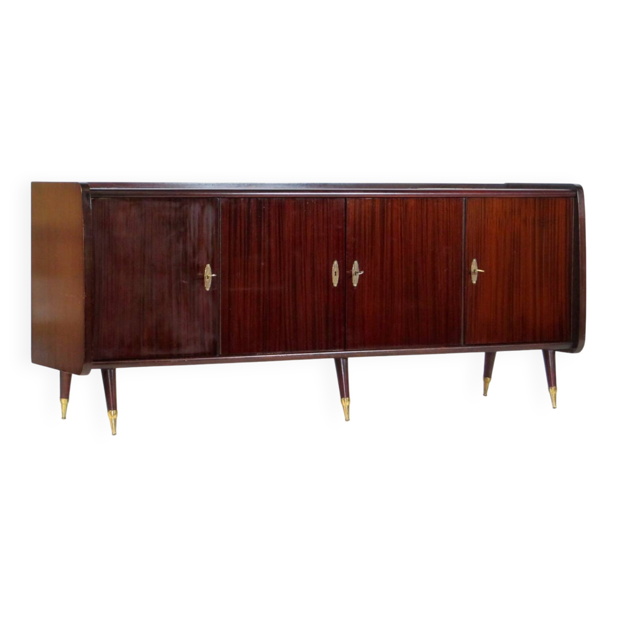 Vintage Art Deco sideboard with stylish legs and brass elements, 1930s