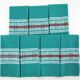 7 green cotton napkins - Basque Country France - vintage 60s
