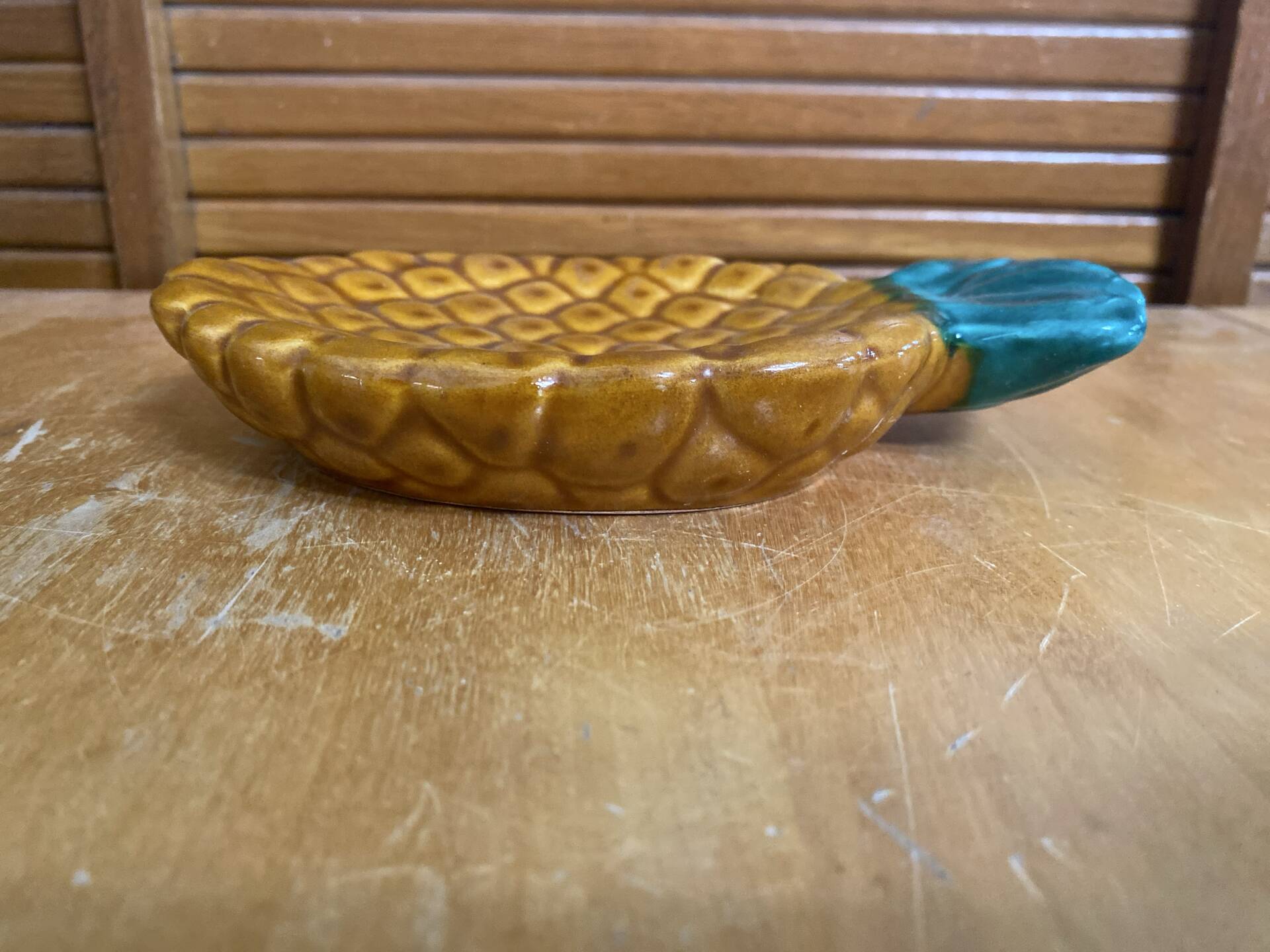 Vintage polychrome ceramic pineapple shaped butter dish vallauris #e