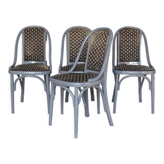 4 Art Deco chairs by Fischel 1932, refined velvet, perfect condition