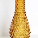 Amber glass vase, diamond tip, vintage