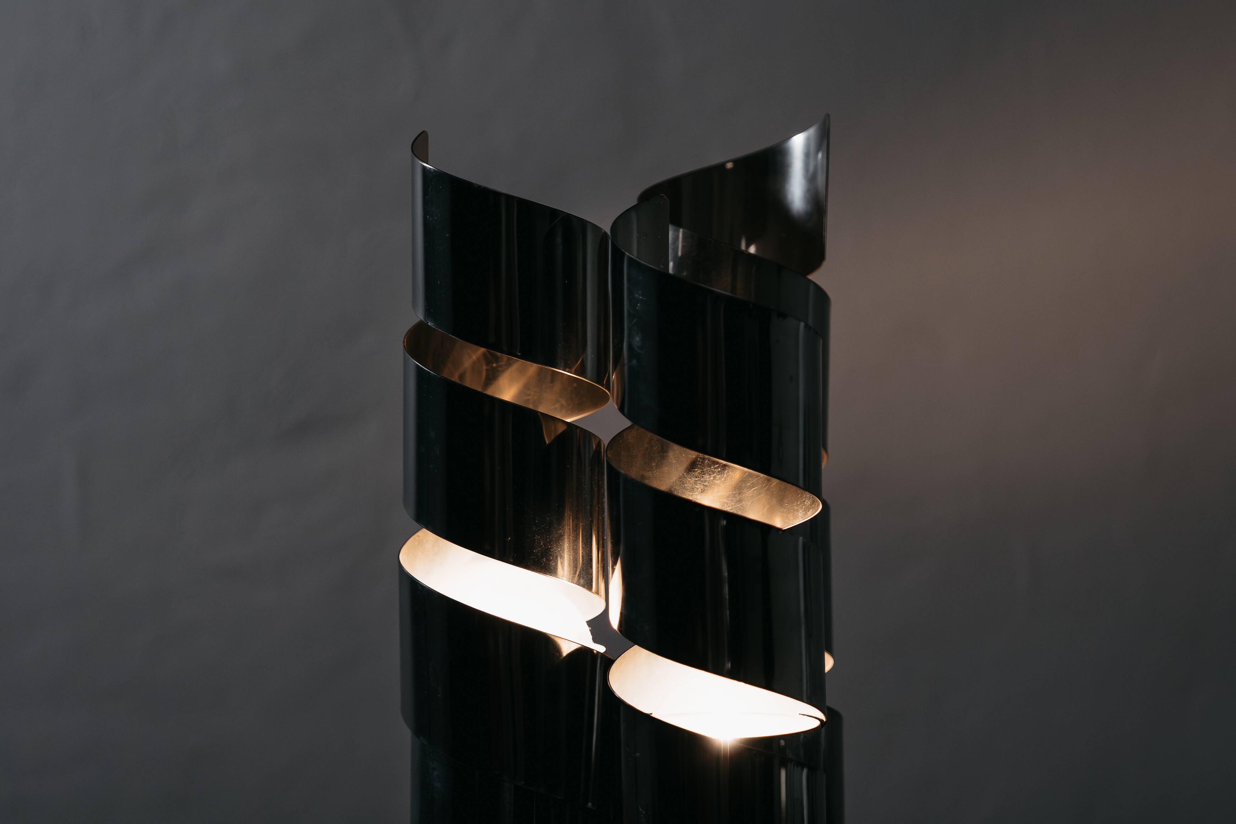 Lampada Da Tavolo Design In Acciaio Cromato A Spirale LAMA Italy Anni