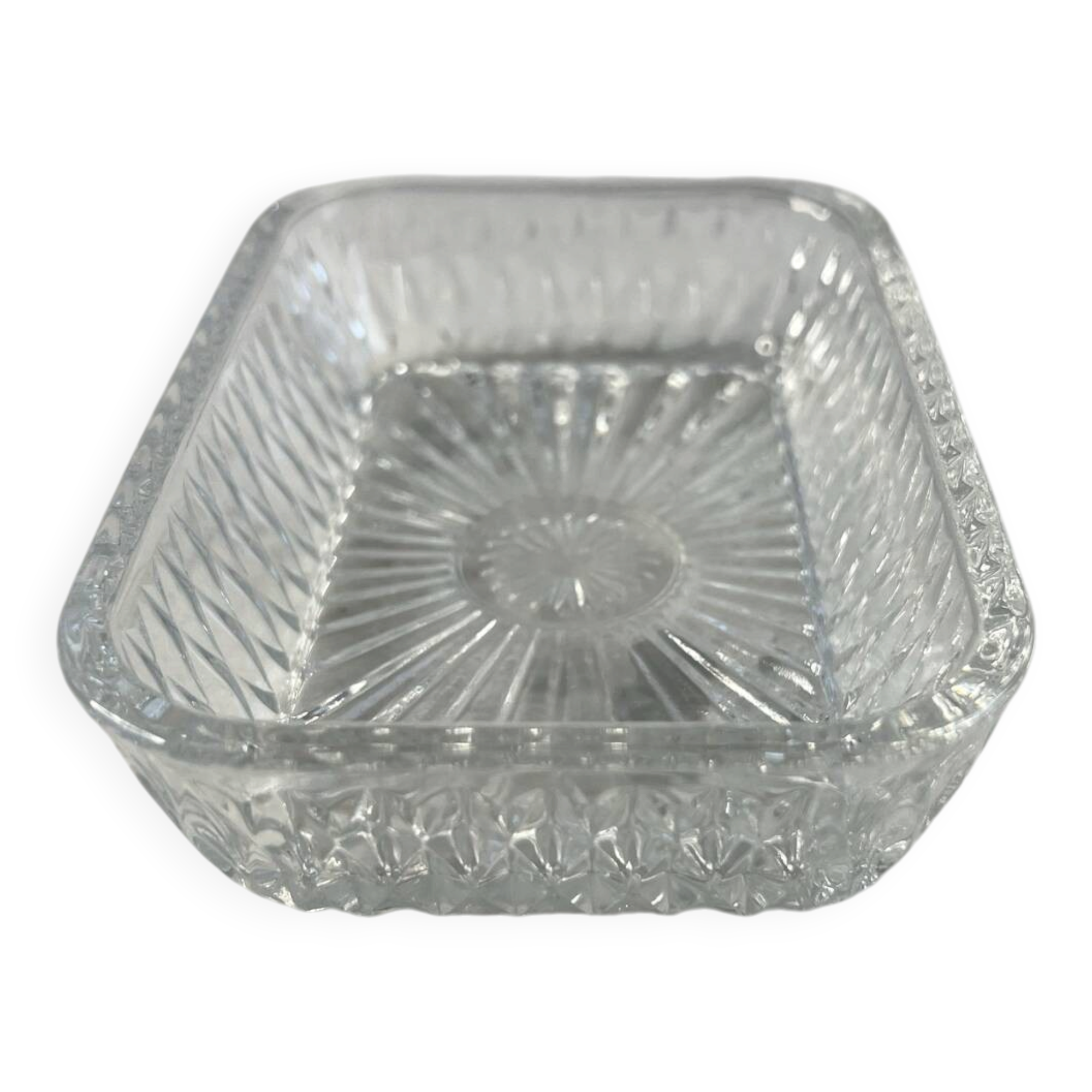 Coupelle rectangulaire en verre taillé 14,5x9,5cm