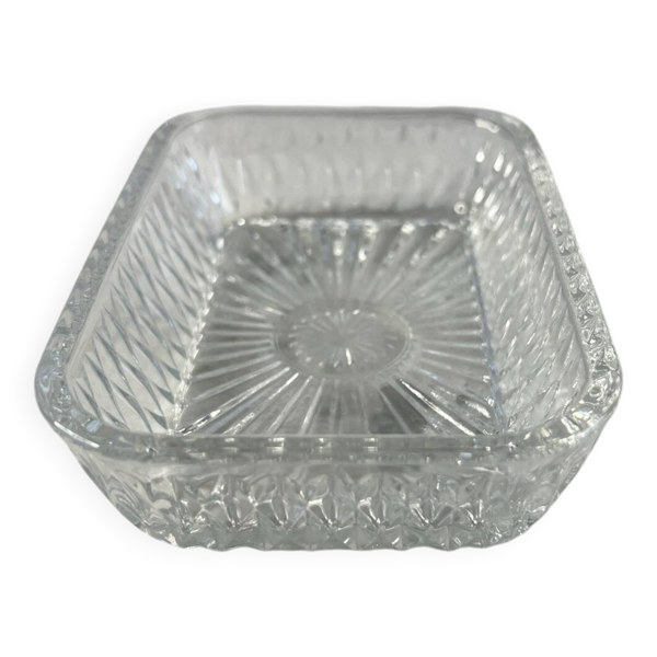 Coupelle rectangulaire en verre taillé 14,5x9,5cm