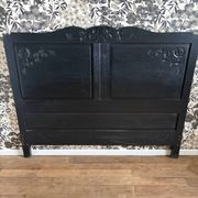 Vintage headboard 140 matte black refurbished Art Deco