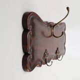 Art Nouveau style coat rack in oak with brass hooks, France ca. 1915