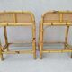 Paire de chevets vintage rotin et verre