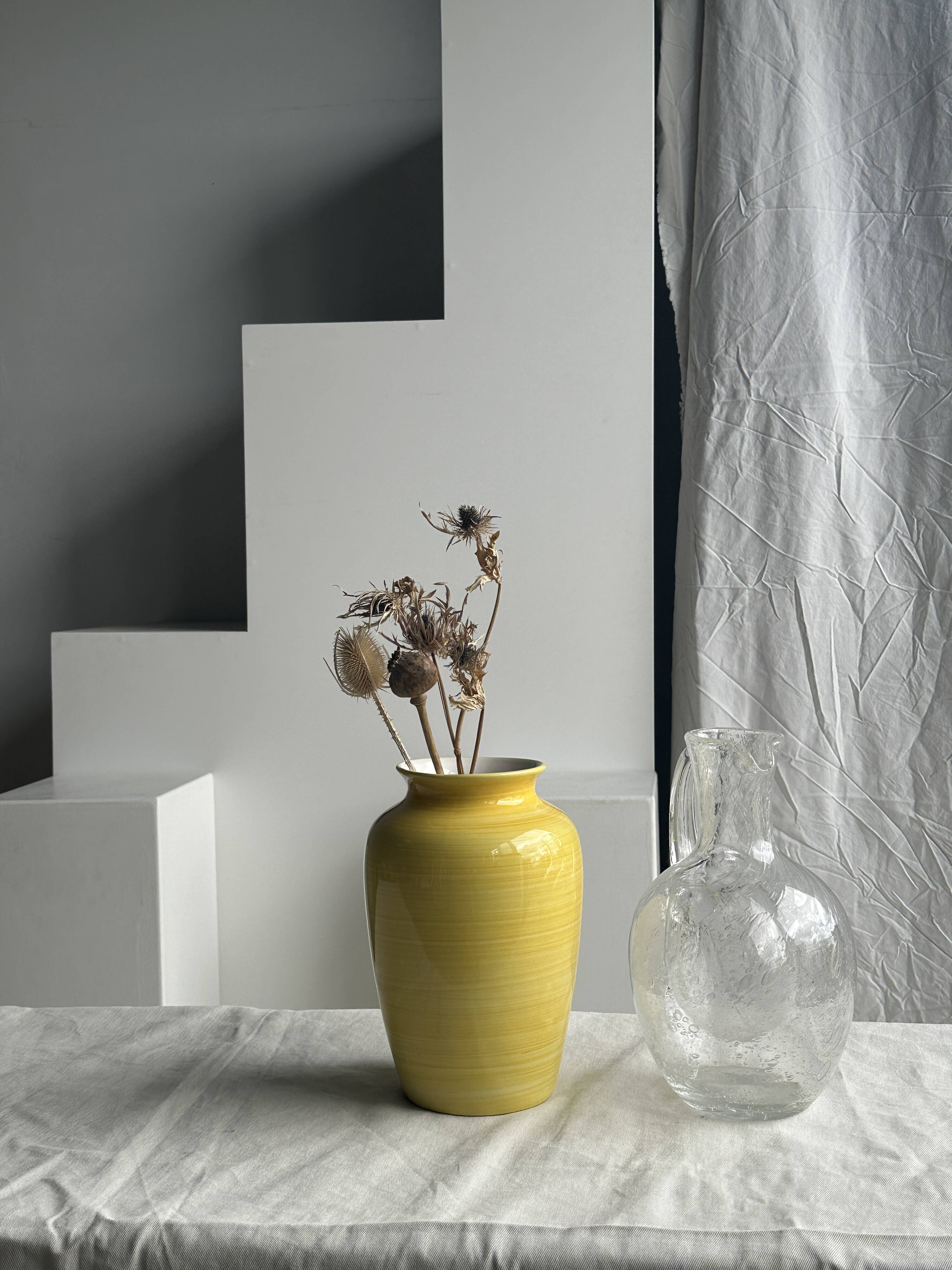 Large blown glass carafe with ice cube compartment Biot