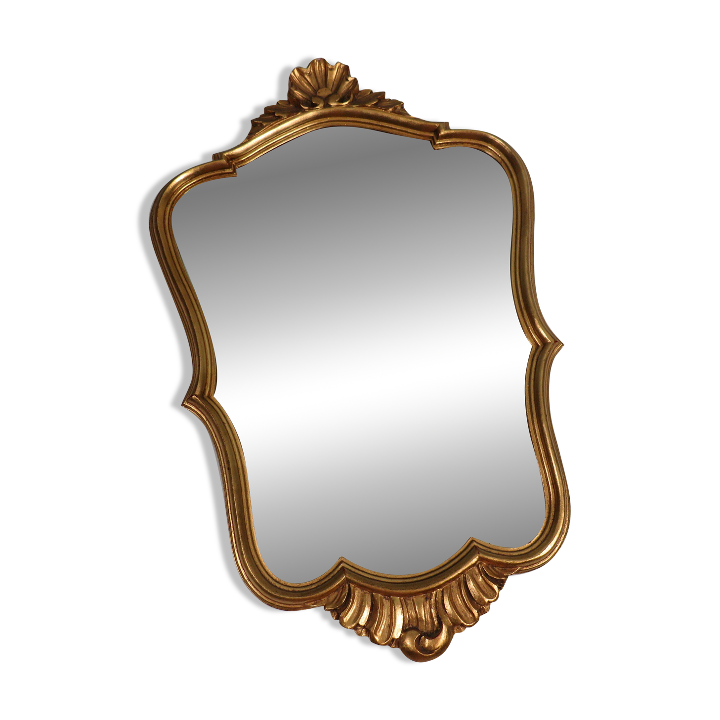Vintage Hollywood Regency gold mirror, mid-century style, Belgium 1s.