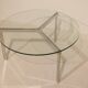 Table basse en verre et acier nickelé - Années 50/60