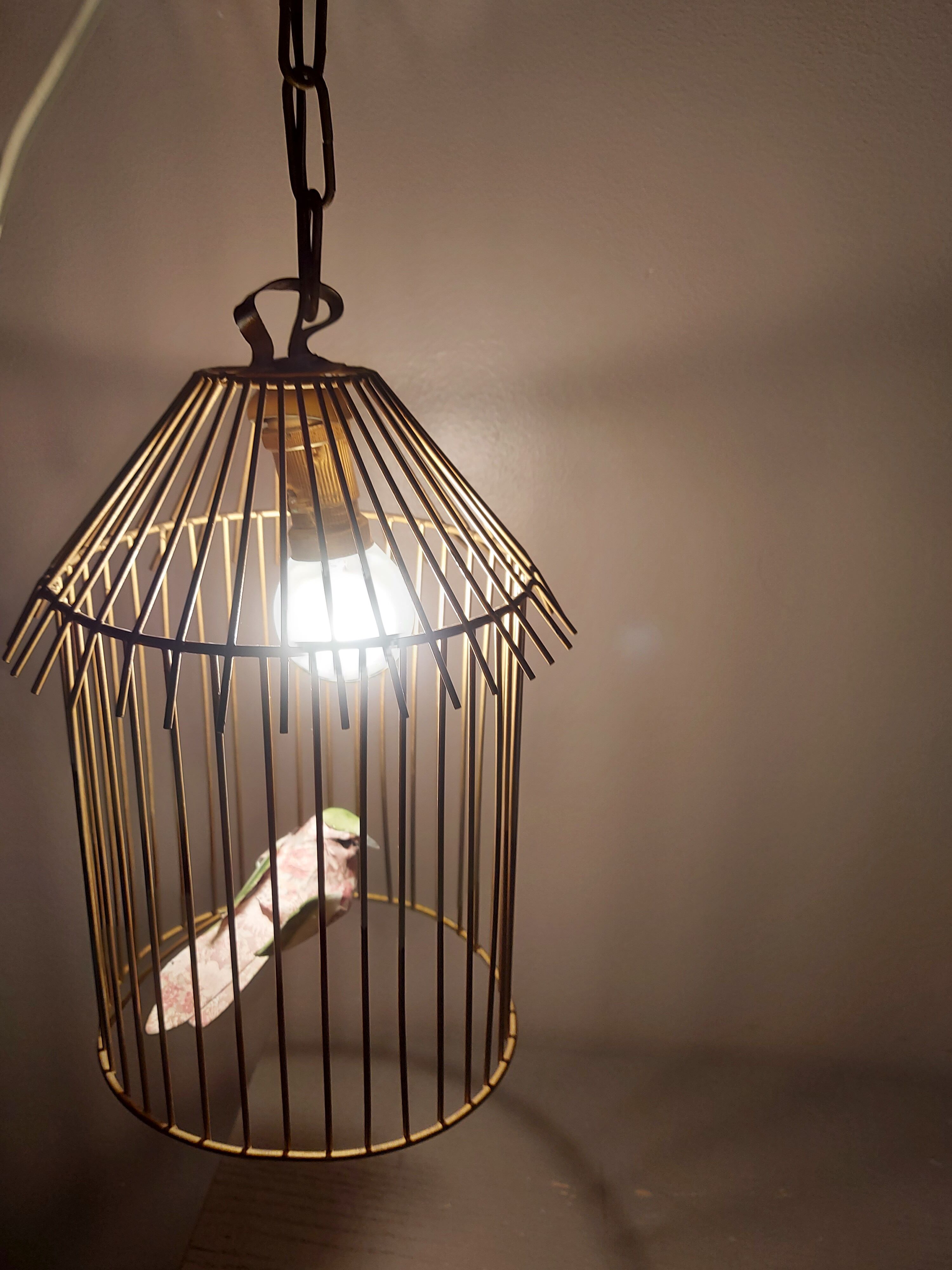 Vintage suspension in the shape of a bird cage
