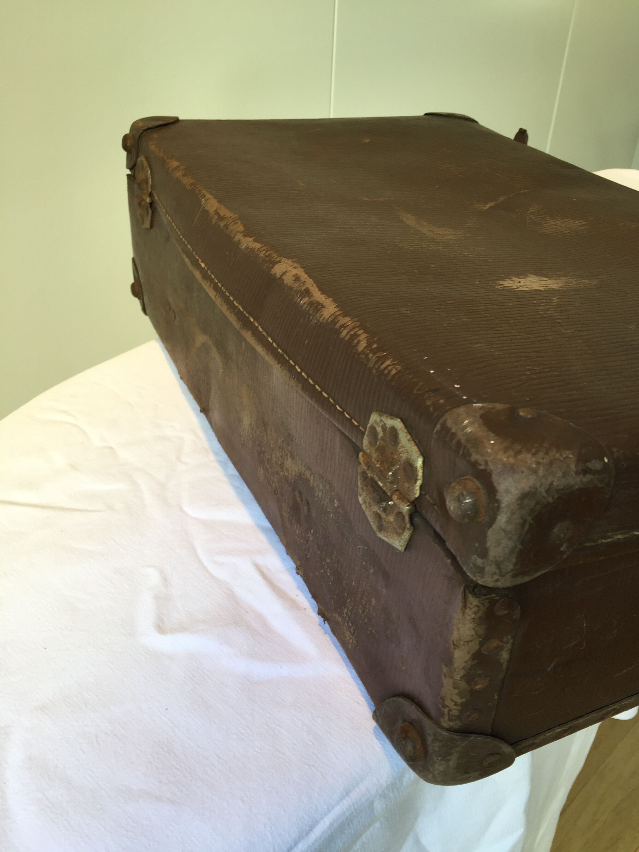 Suitcase box vintage with labels