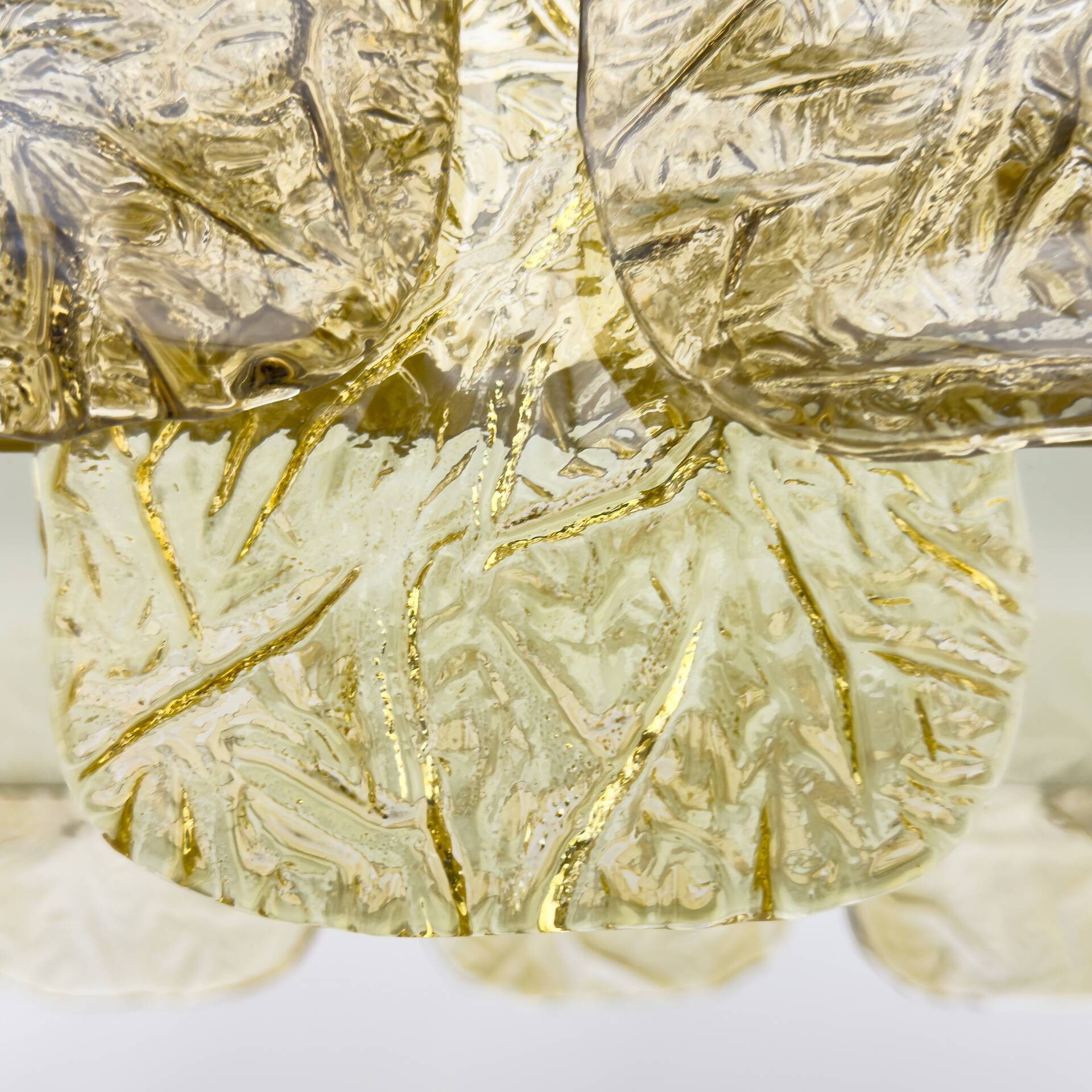 Mid-century Modern Stiyle Italian Brass and Murano Glass Chandelier