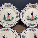 Six earthenware plates signed HB Quimper