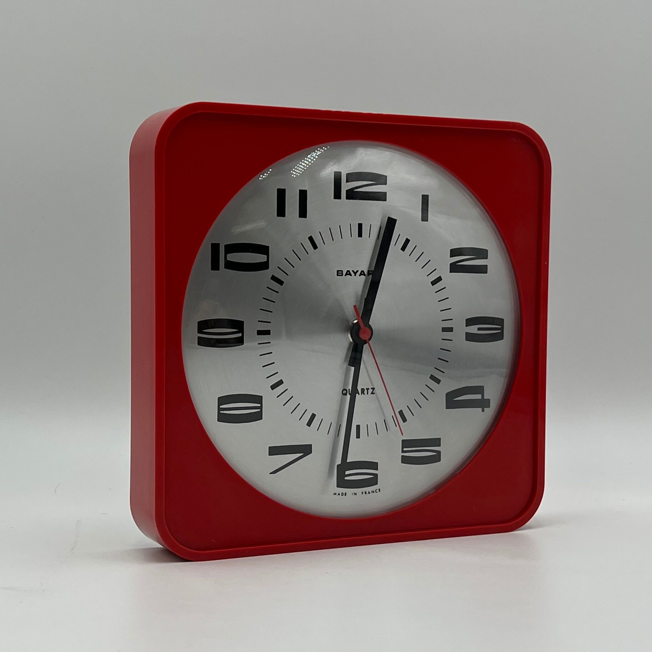 Space age Bayard 70s wall clock vintage orange, made in France