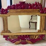 LARGE ITALIAN MIRROR in ART DECO style in gilded wood with fruit decoration