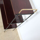 Etager, 1950s Italian bookcase in rosewood, brass and iron