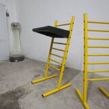 Paire de tabouret de bar italien ajustables jaune laqué et noir