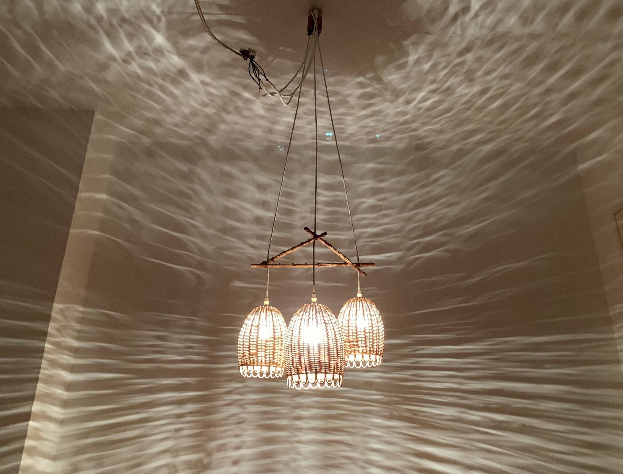 Wicker and Bamboo Cascading Lamp