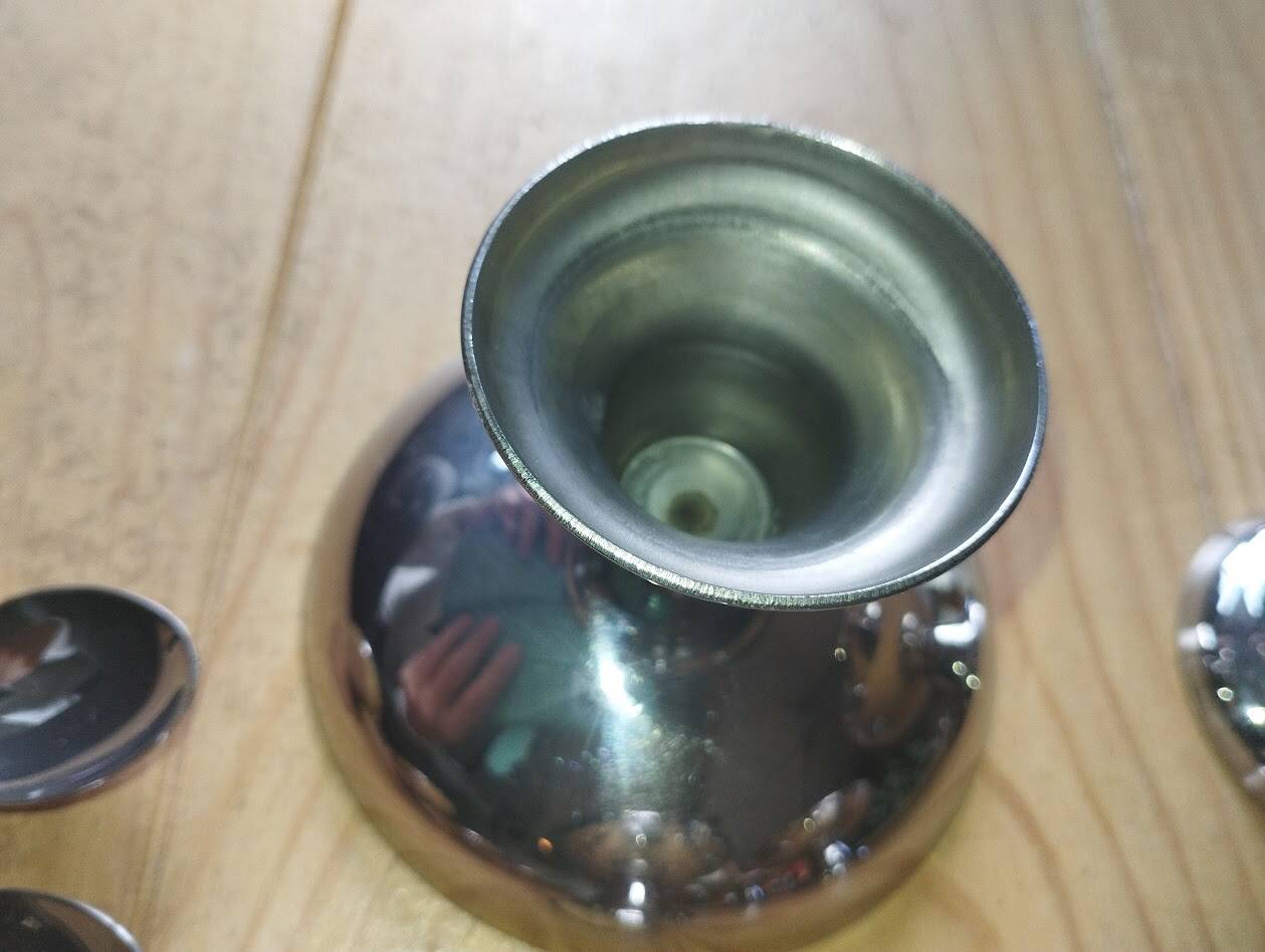 Vintage ice cream or dessert service in stainless steel