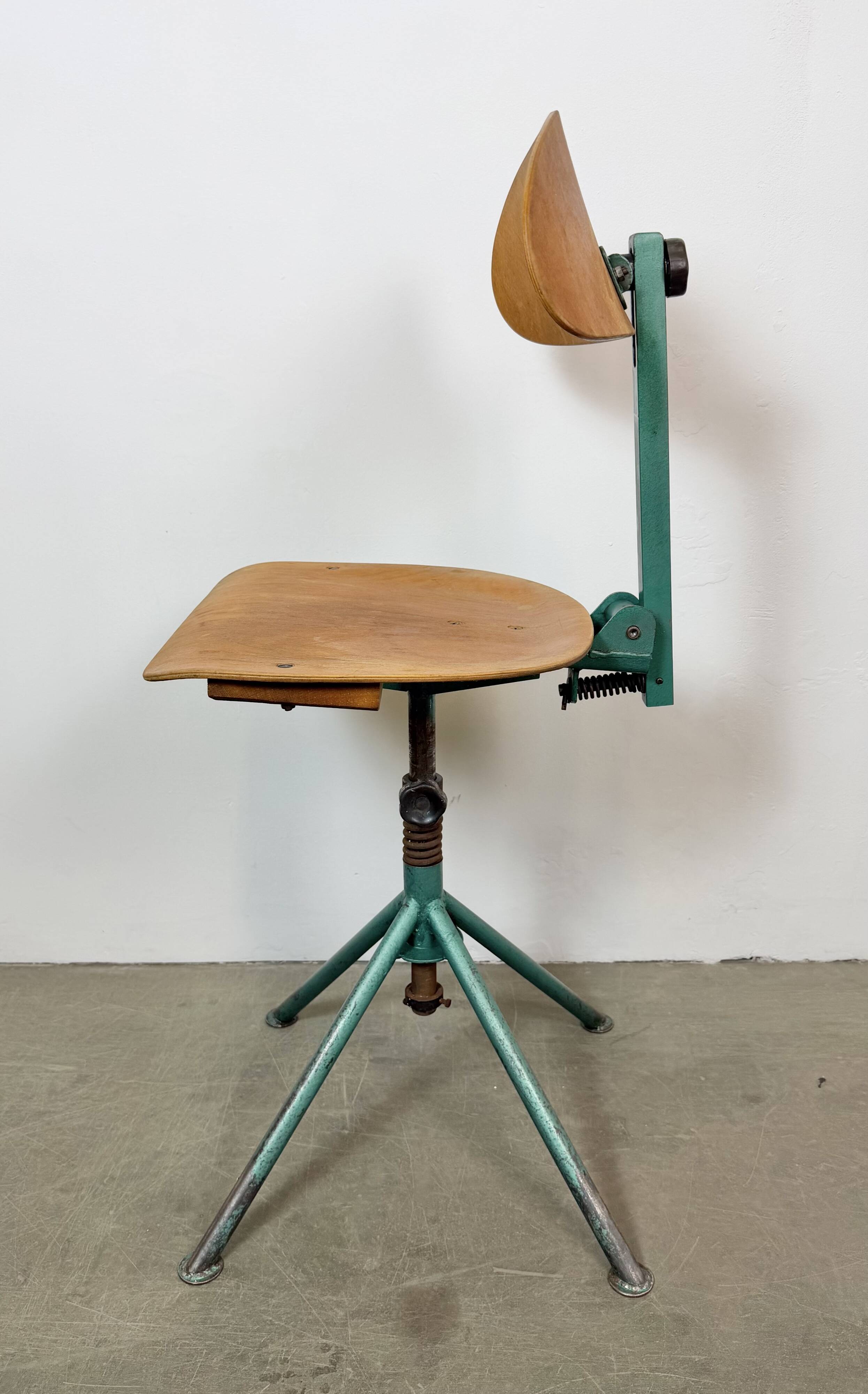 Dark Green Industrial Workshop Chair, 1950s