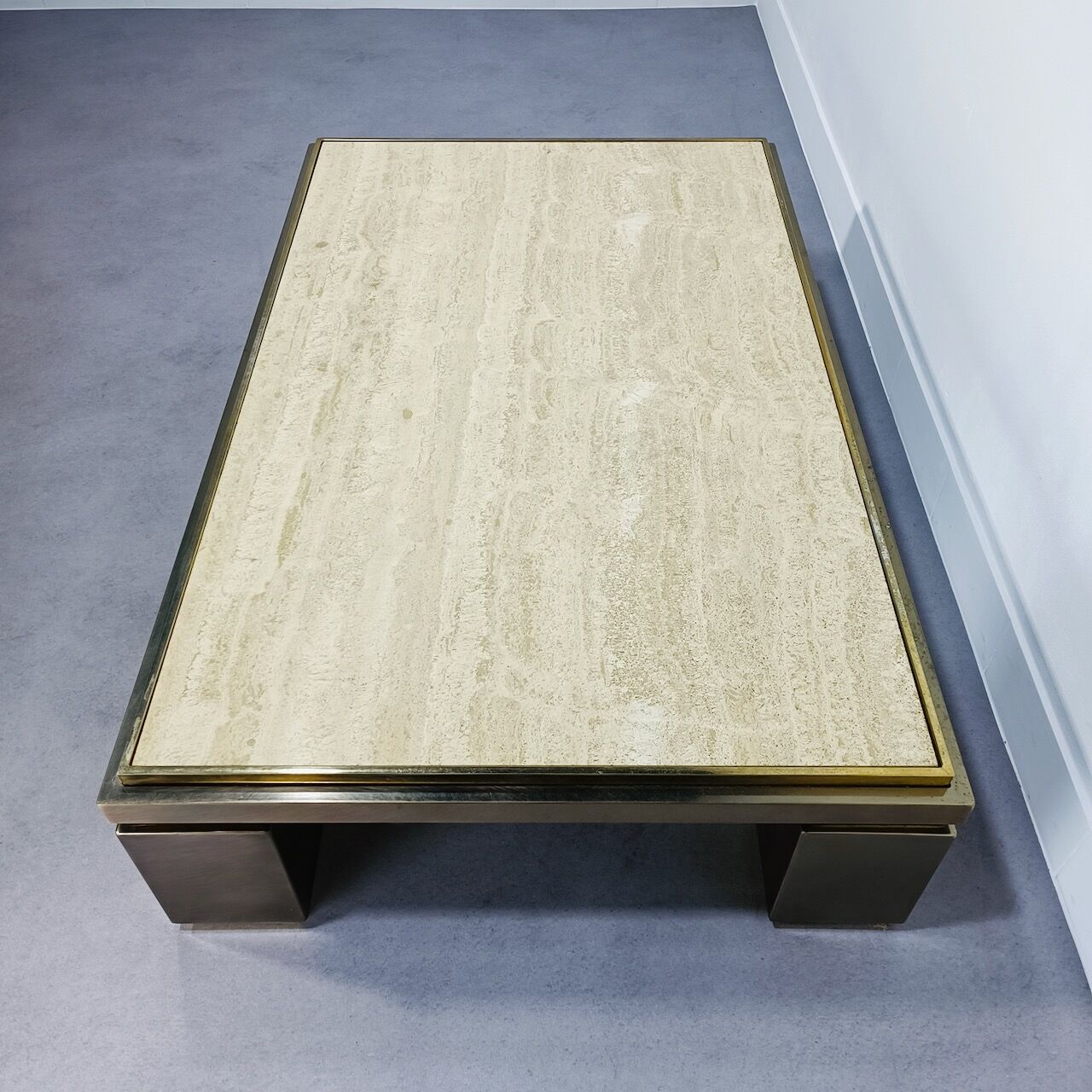 Table basse belgo chrom dewulf travertin